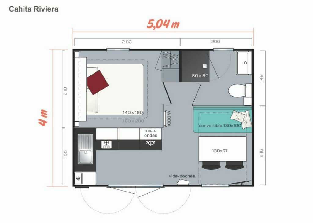 Plan Mobile-home Privilège® Standing 1 chambre 2/3 personnes