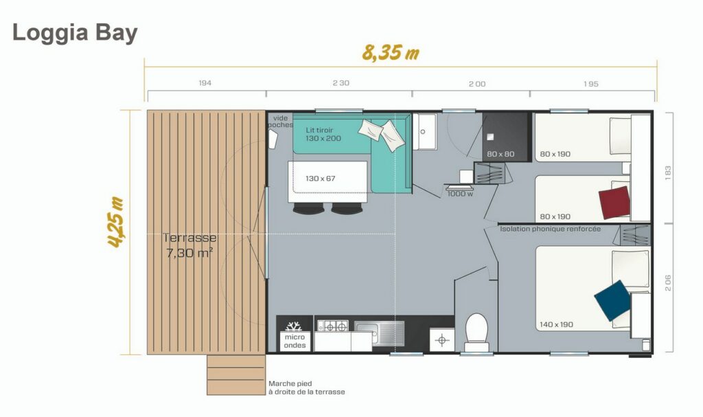 Plan Mobile-home Privilège® Standing 2 chambres 4 personnes