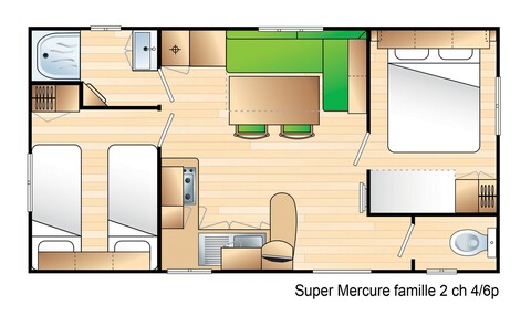 Plan Mobile-home Classique® 2 chambres 4/6 personnes