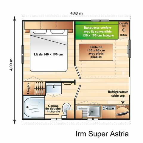 Plan Mobile-home Classique® 1 chambre 2/3 personnes