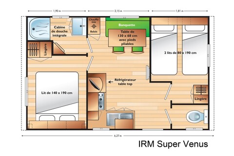 Plan Mobile-home Classique® 2 chambres 4 personnes