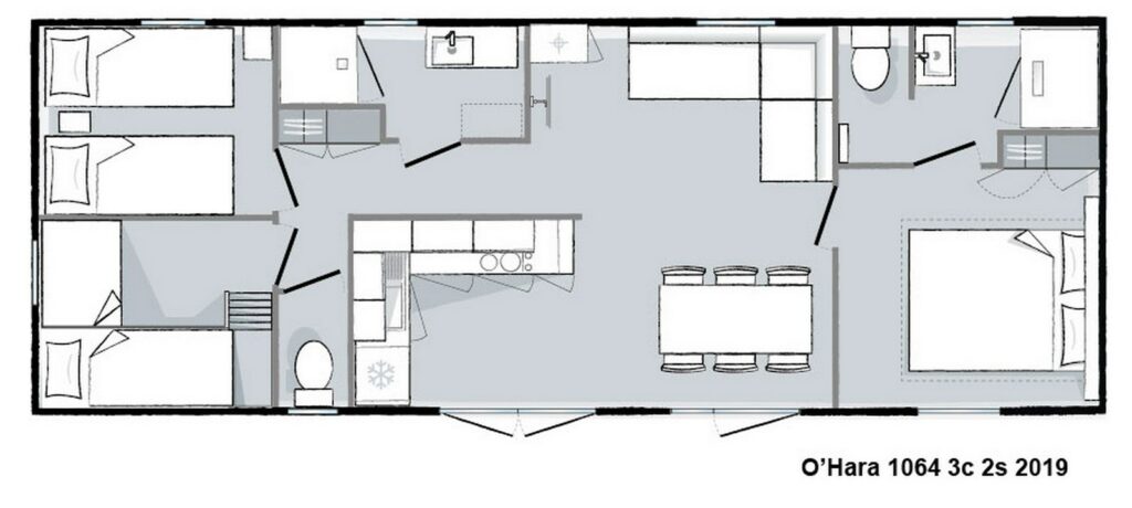 Plan Mobile-home Patio® Premium 3 chambres 6 personnes