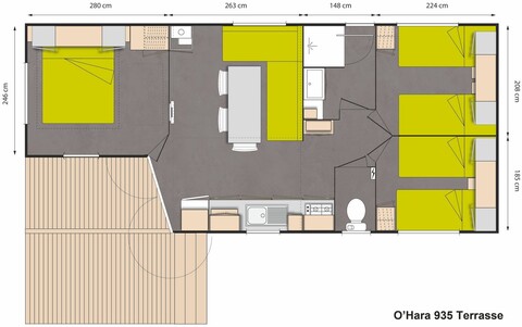 Plan Mobile-home Privilège® Standing 3 chambres 6 personnes