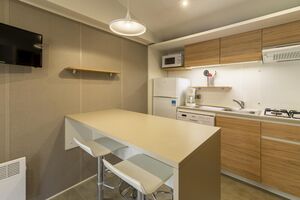 Mobile-home luxe cuisine comptoir en camping