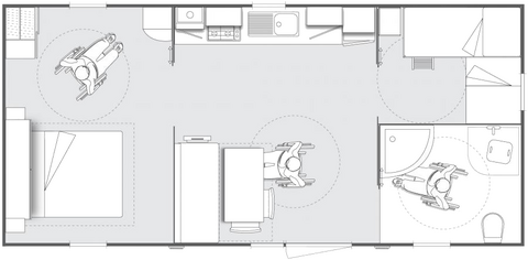 Plan Mobile-home Privilège® PMR Standing 2 chambres 4/5 personnes