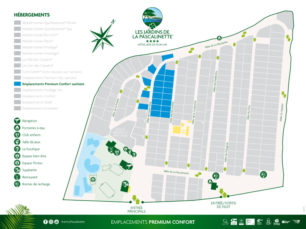 Situation Emplacement « Premium Confort» avec sanitaire privé