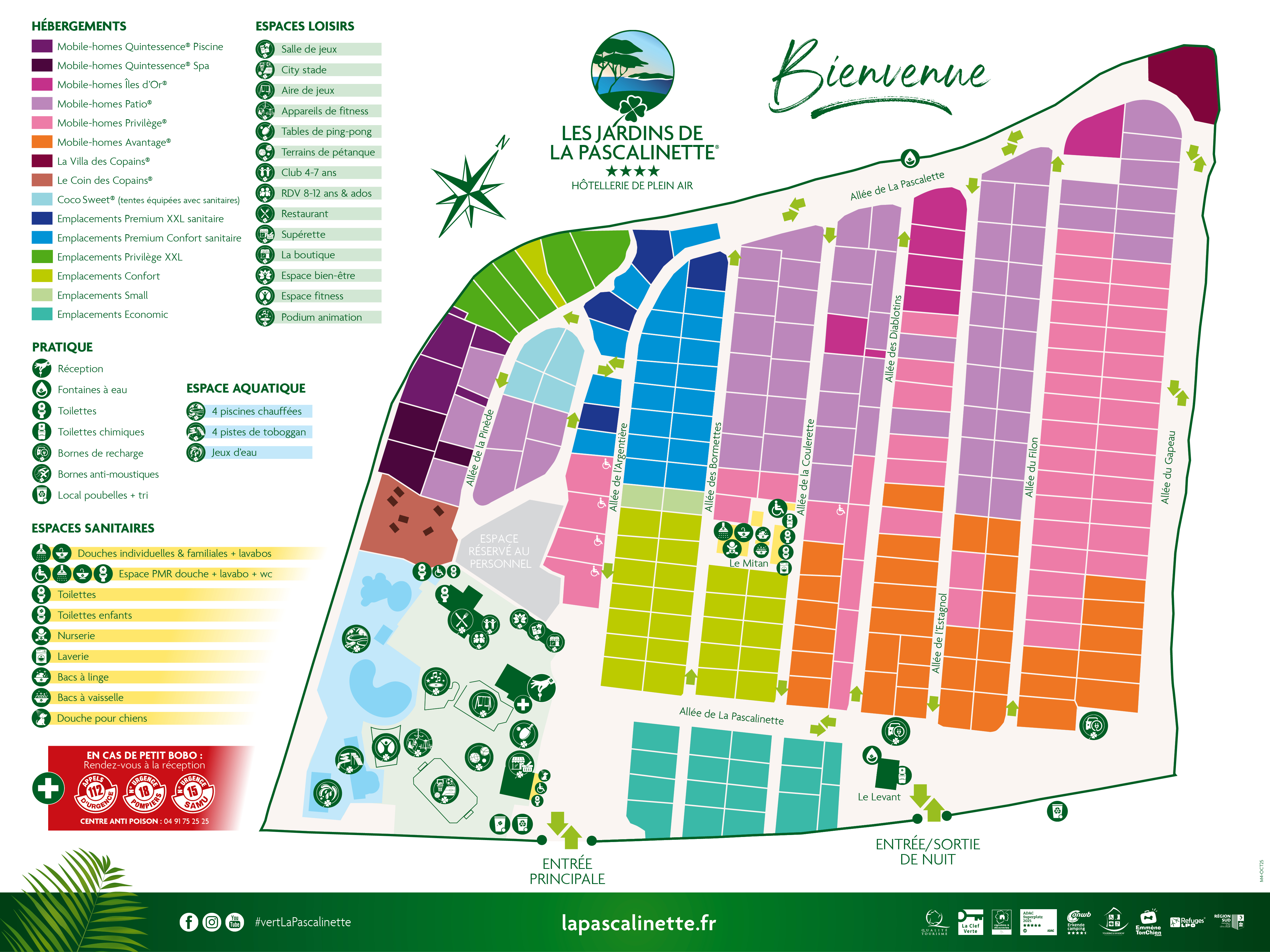Plan du camping Les Jardins de La Pascalinette à la Londe