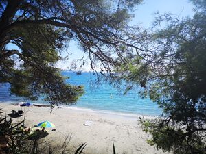 Vue de la plage de sable fin dans le var