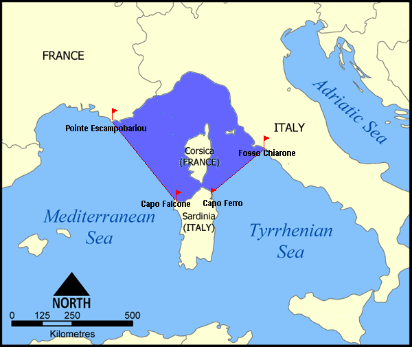 Zone du sanctuaire pour les mammifères marins en Méditerranée.